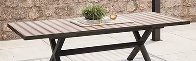 table de jardin rectangulaire extensible en aluminium effet bois
